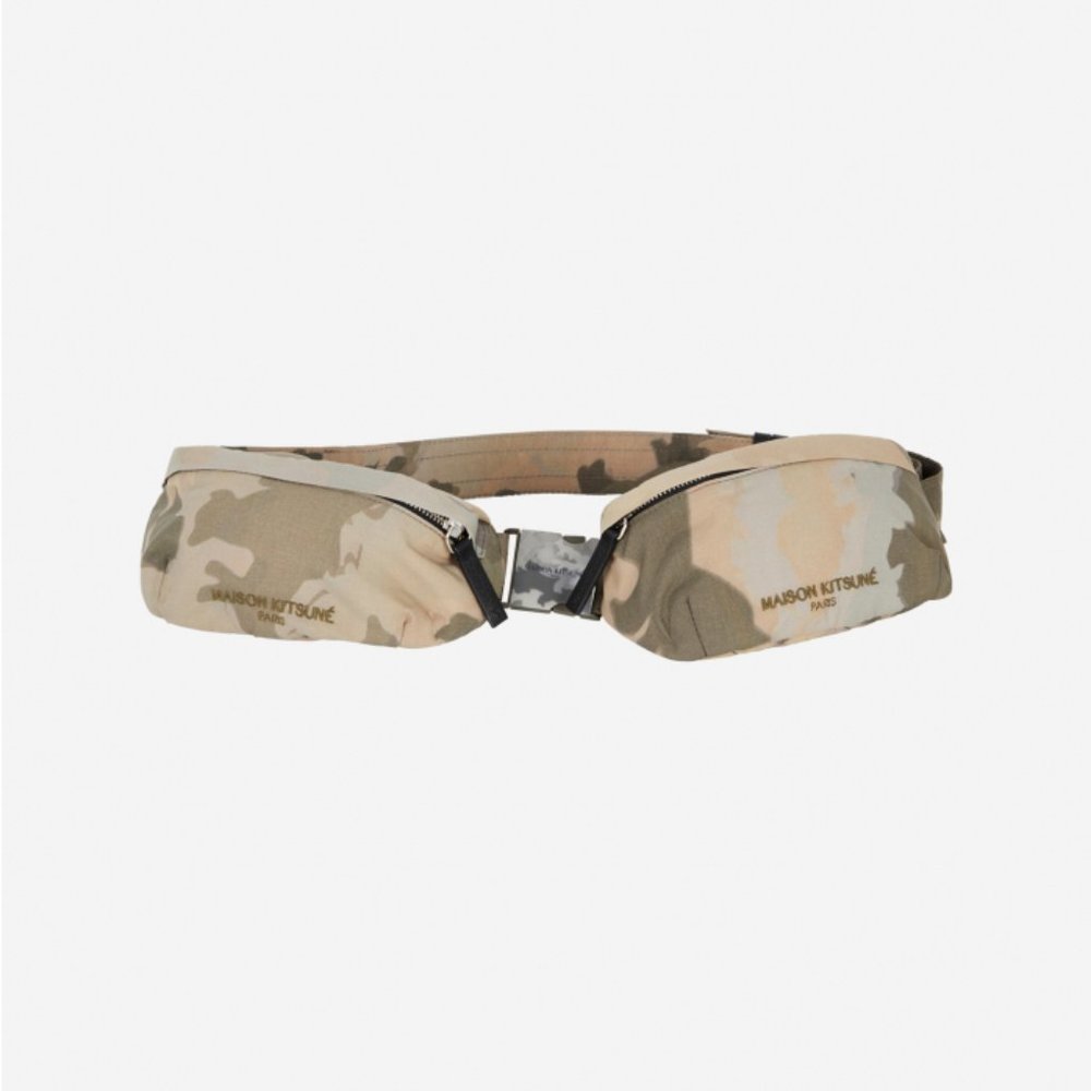 Maison Kitsune Double Belt Bag in Camo